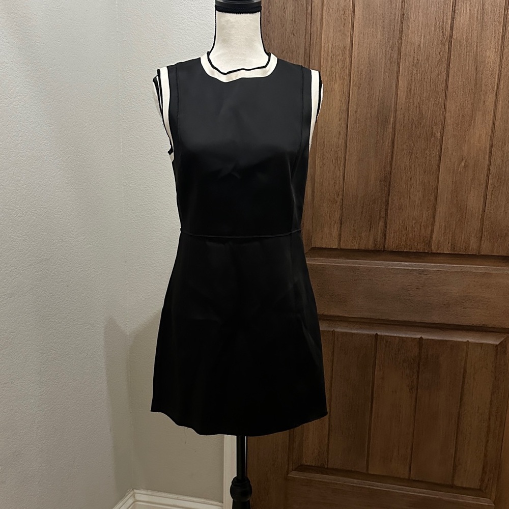 Zara-Contrast Black Sleeveless Mini Dress EUC